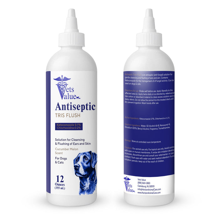 Veterinary Ear Flush for Dogs and Cats 12oz (XL 355ml Bottle) - Clear Therapy Cleaner Alcohol-Free, Itch-Relief Yeast Infections, Supports Healthy Canals - Optimized Solution Dog Washing, White/Clear
