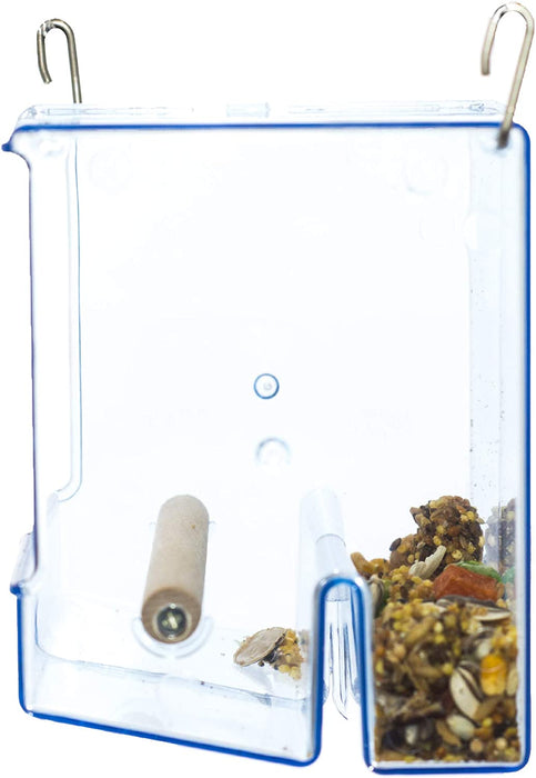 Bird Feeder Seed Catcher Tray Hanging Cup Food Dish for Parrot Cage for Small birds Cockatiels Canaries Sun Conures Blue