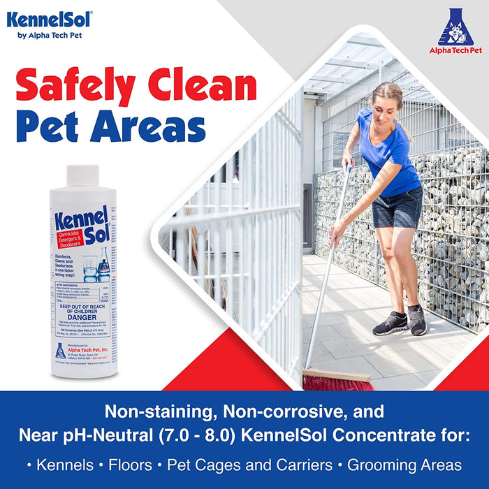 Kennelsol 1-Step Kennel Cleaner - Liquid Concentrate Disinfectant and Deodorizer, Effective against Bacteria and Viruses - 1 Pint