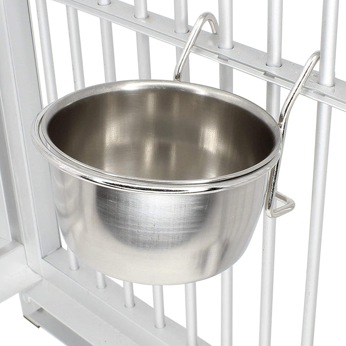 800113 5Oz Stainless Steel Hook Cup Parrot Parrotlet Budgie Cockatiel Quaker Dove