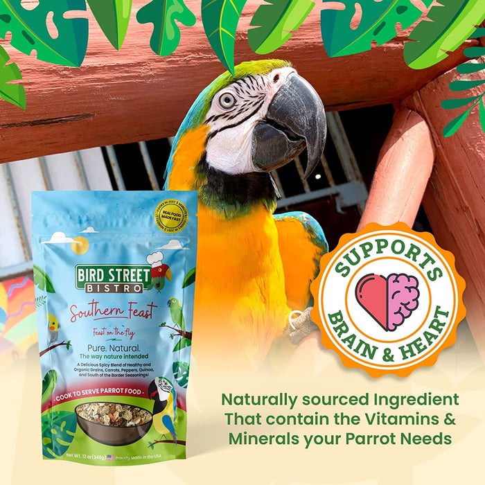 Parrot Food Sample 4 Pack - Parakeet Food - Cockatiel Food - Bird Food - Cooks in 3-15 Min W/Natural & Organic Grains - Healthy, Non-Gmo Fruits, Healthy Orientated Spices