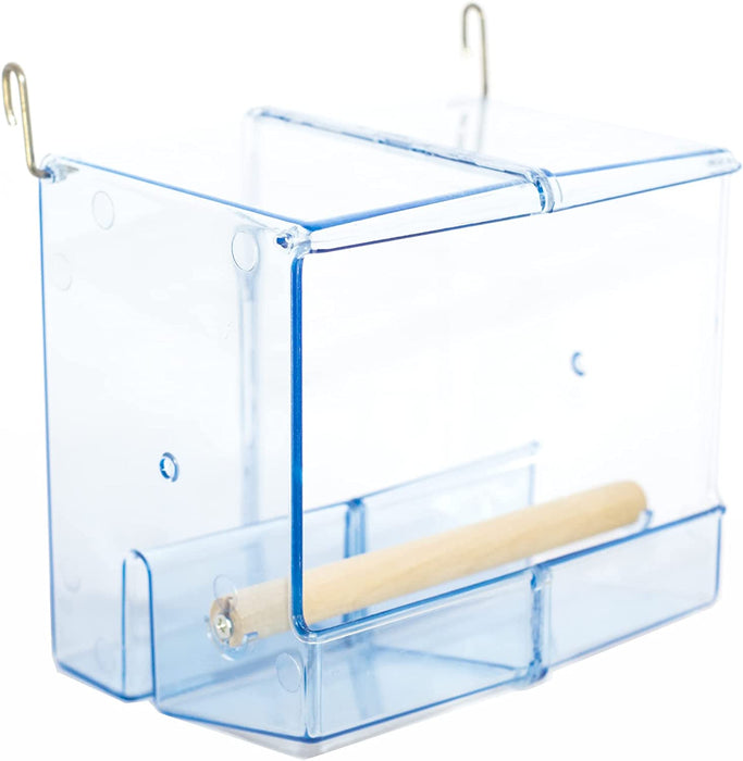 Bird Feeder Seed Catcher Tray Hanging Cup Food Dish for Parrot Cage for Small birds Cockatiels Canaries Sun Conures Blue