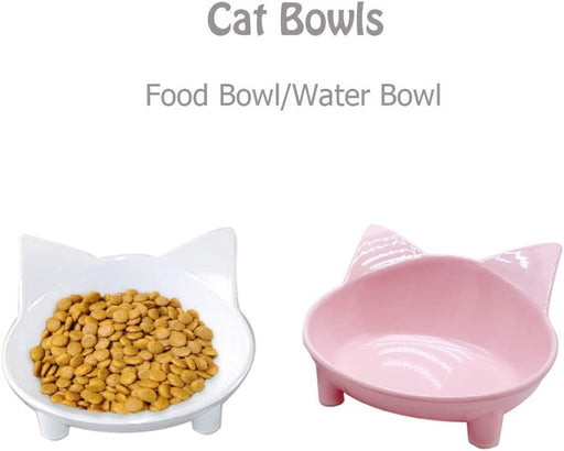 Cat Bowls,Shallow Cat Food Bowls, Double Wide Cat Dish Non Slip Cat Feeding Bowls for Relief of Whisker Fatigue Pet Food & Water Bowls Set of 2
