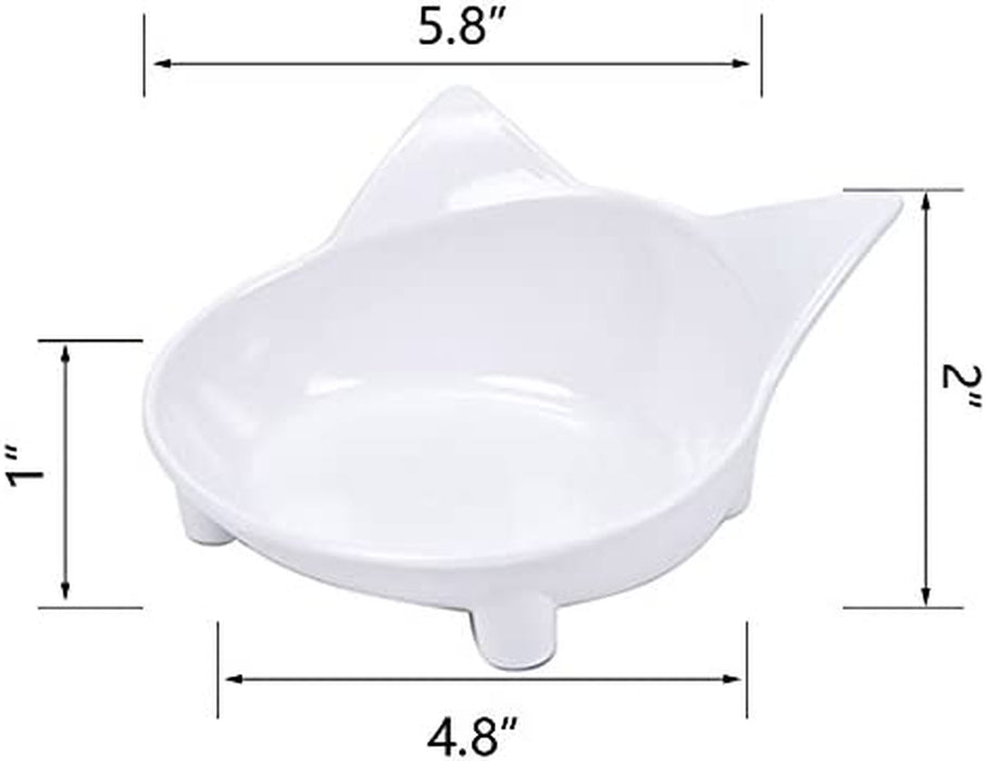 Cat Bowls,Shallow Cat Food Bowls, Double Wide Cat Dish Non Slip Cat Feeding Bowls for Relief of Whisker Fatigue Pet Food & Water Bowls Set of 2