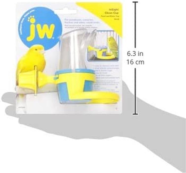 Bird Cage Clean Cup Feeder & Waterer – Small Bird Feeder Easily Attaches to Cage for Parakeets, Canaries or Similar Small Birds