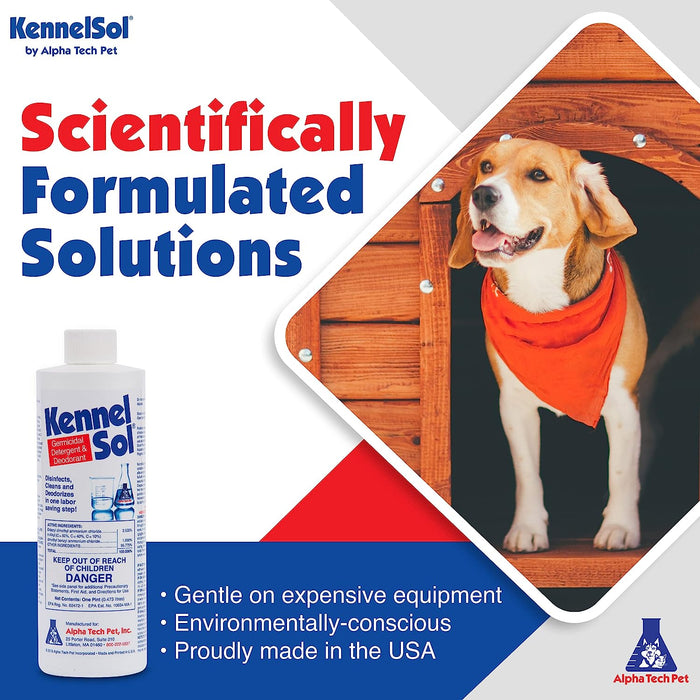 Kennelsol 1-Step Kennel Cleaner - Liquid Concentrate Disinfectant and Deodorizer, Effective against Bacteria and Viruses - 1 Pint