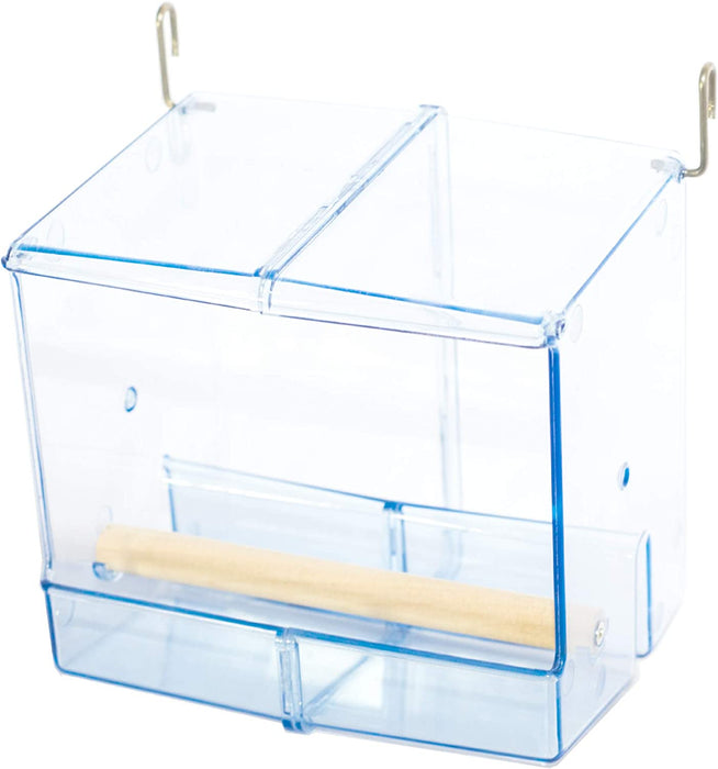 Bird Feeder Seed Catcher Tray Hanging Cup Food Dish for Parrot Cage for Small birds Cockatiels Canaries Sun Conures Blue