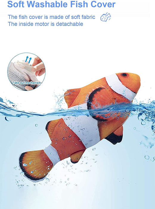 Electric Flopping Fish 10.5", Moving Cat Kicker Fish Toy, Floppy Fish Toy for Small Dogs Wiggle Fish Catnip Toys, Motion Kitten Toy Plush Interactive Cat Toys for Exercise, Mice Animal Toys