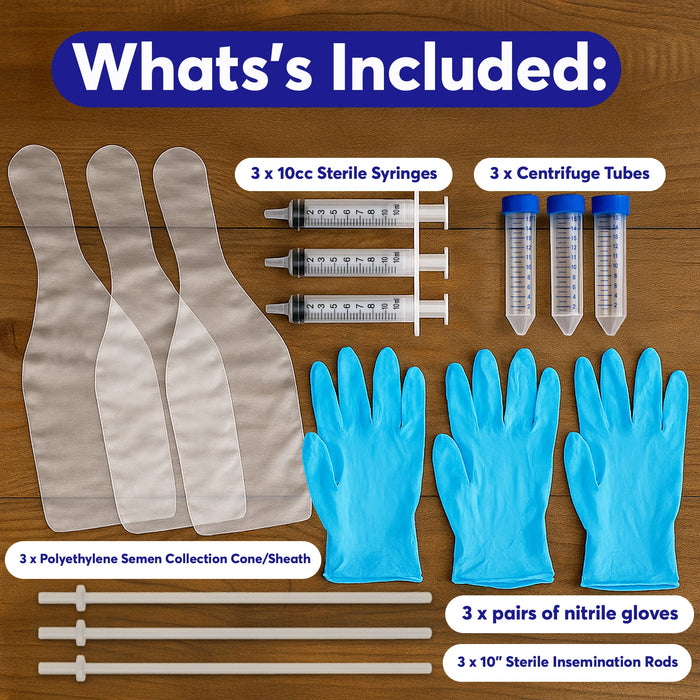 3-Pack Canine Breeding Support Kit – Complete Dog Breeding Supplies with Tubes, Insemination Rods, Syringes, Sheaths & Disposable Gloves – Veterinary Grade Animal Care Equipment
