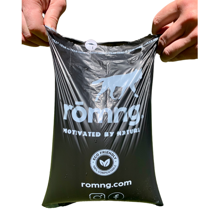 Compostable Dog Poop Bags + Bamboo Dispenser