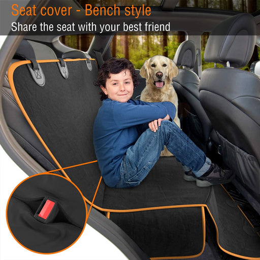 Car Seat Cover for Dogs - XL Waterproof Dog Seat Cover for Back Seat in SUV or Truck - Convertible Pet Hammock & Trunk Protector for Travel - Orange