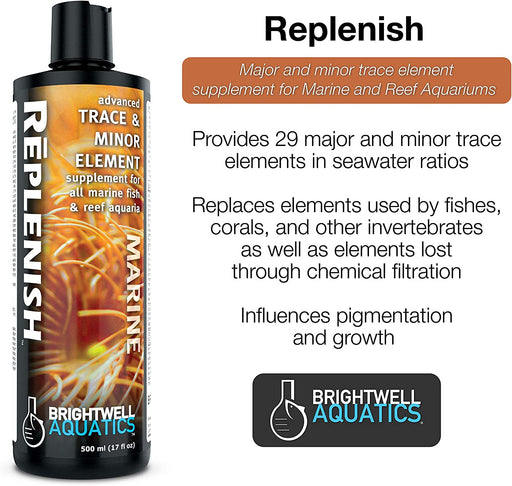 Brightwell Aquatics Replenish - Advanced Trace and Minor Element Supplement for Marine Fish and Reef Aquarium,250-Ml