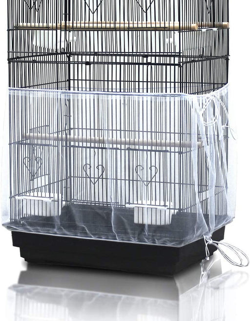 Bird Cage Seed Cather,Universal Adjustable Birdcage Cover Skirt Nylon Mesh Netting Parrot Parakeet Macaw African round Square Cages Cover
