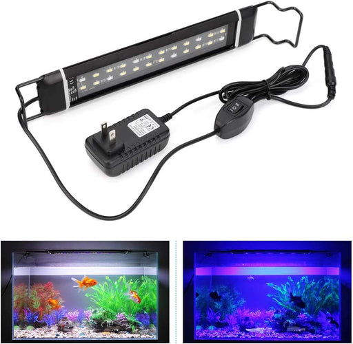 Adjustable Aquarium Light Fish Tank Light Blue and White for Plants, with Extendable Brackets Aluminum Alloy Shell (11.42 -18.8 Inch)