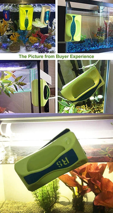 Magnetic Aquarium Fish Tank Cleaner, Fish Tank Glass Cleaner, Floating Clean Brush with Handle Design