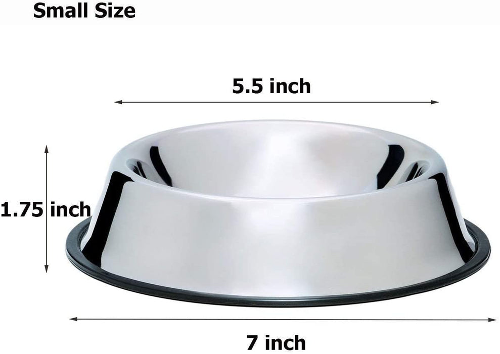 Mlife Stainless Steel Dog Bowl with Rubber Base for Small/Medium/Large Dogs, Pets Feeder Bowl and Water Bowl Perfect Choice (Set of 2)