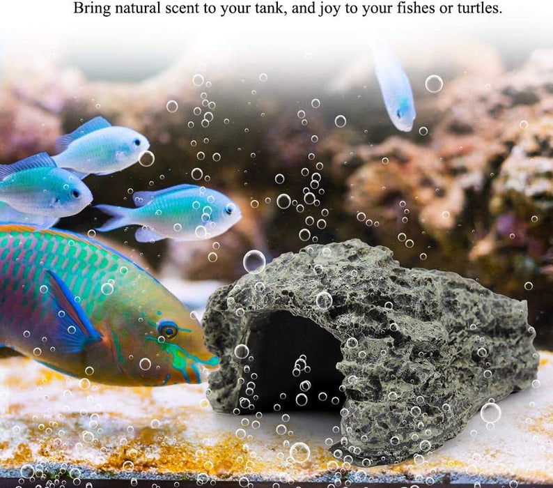 Fish Hiding Cave Aquarium Non-Toxic High Simulation Crawling Turtle Reptile Basking Hide Habitat Tank Decoration Ornament(Large)