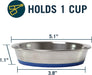 Our Pets Durapet Stainless Steel Non-Slip (Cat Food Bowl or Water Bowl) [Holds up to 1 Cup of Dry Cat Food or Wet Cat Food] Easy to Clean (Stainless Steel , 1 Cup)