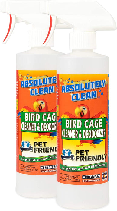 Amazing Bird Cage Cleaner and Deodorizer - Just Spray/Wipe - Safely & Easily Removes Bird Messes Quickly and Easily - Made in the US (16 Fl Oz (Pack of 2))