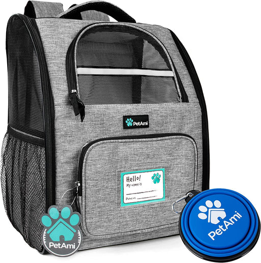 Deluxe Pet Carrier Backpack for Small Cats and Dogs, Puppies | Ventilated Design, Two-Sided Entry, Safety Features and Cushion Back Support | for Travel, Hiking, Outdoor Use (Heather Gray)