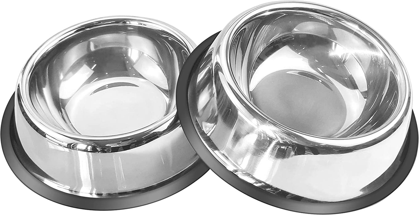 Mlife Stainless Steel Dog Bowl with Rubber Base for Small/Medium/Large Dogs, Pets Feeder Bowl and Water Bowl Perfect Choice (Set of 2)