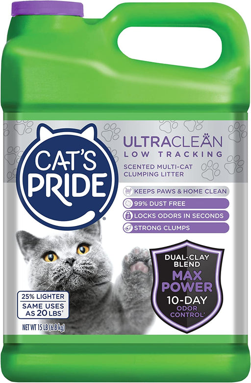 Cat'S Pride Max Power Ultraclean Low-Tracking Multi-Cat Clumping Litter 15 Pounds, Fresh Scent